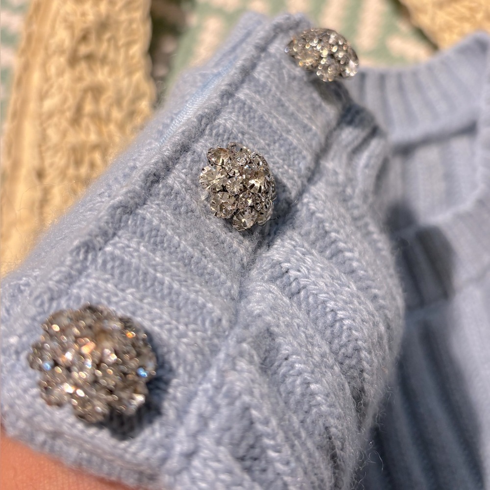 Baby Blue Sweater with Silver Buttons